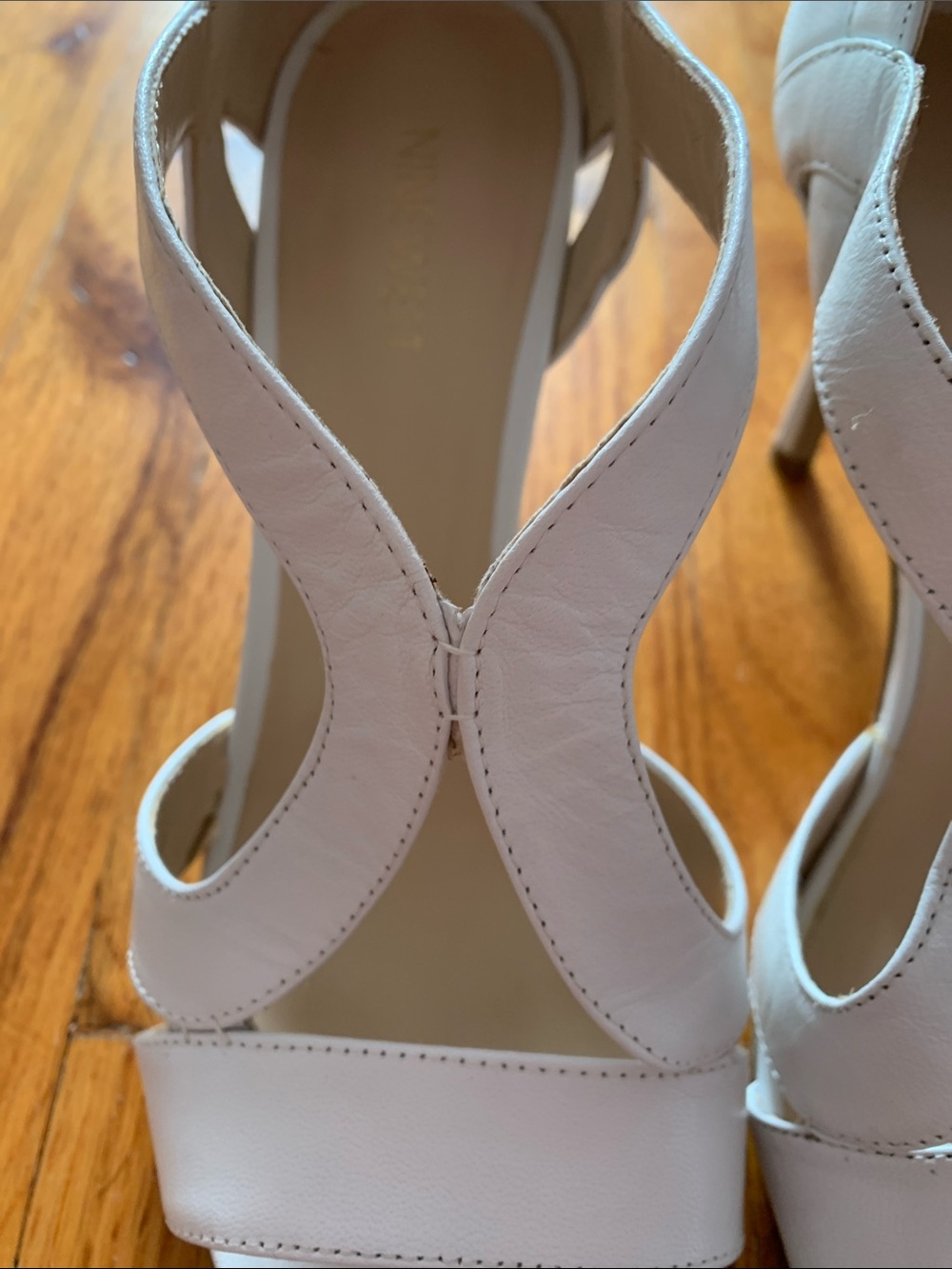 Nine West White Cutout Leather Heels - Picture 3 of 7